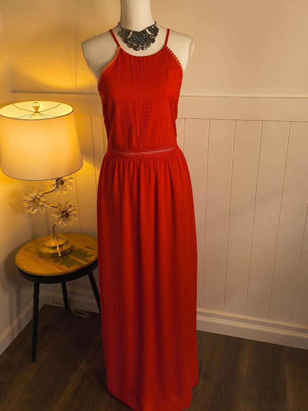 The Clothing Company Dark Orange Boho Chiffon Dress – Adjustable Fit